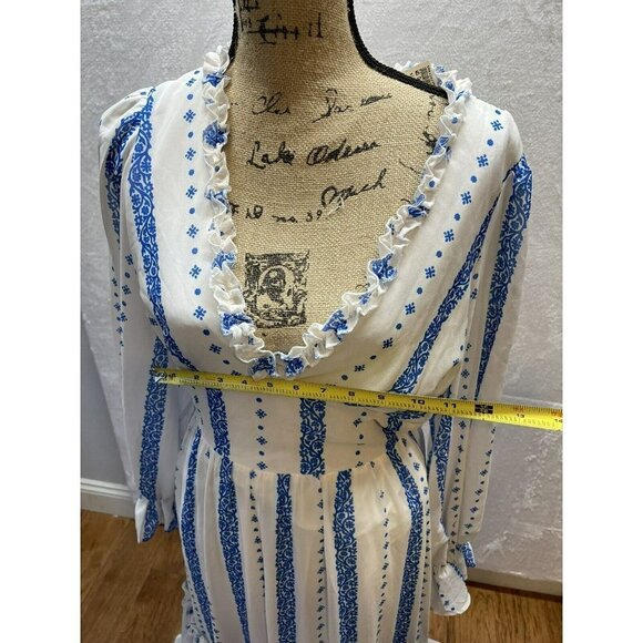 A. Calin by Flying Tomato Women's Feminine Boho Blue White Maxi Dress Sz L NWT - Picture 6 of 6